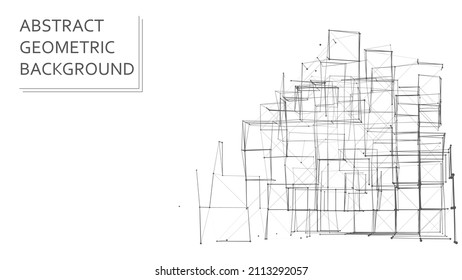 Abstract illustration with connected dots and lines. The concept of science, technology. Vector