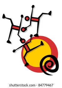 Abstract illustration of dancing puppets