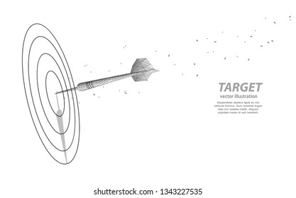 Abstract illustration of a dart hit the target on a white background