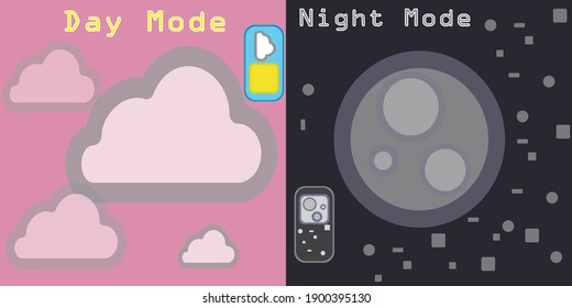 ilustración abstracta de los botones de modo diurno y de modo nocturno