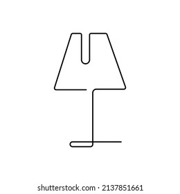 Abstract illustration of decorative lamp logo, table light in linear style, lamp icon. Isolated on white background. Vector graphics