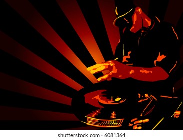 Abstract illustration of a deejay in action