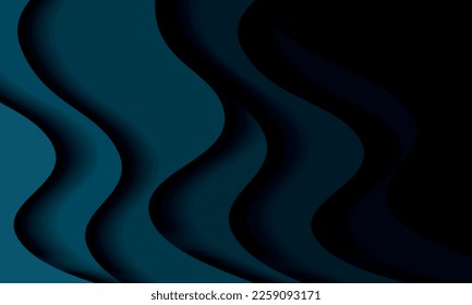 Abstrakte Illustration mit tiefblauen Wellen. Modernes Webdesign-Banner oder Poster. Wavy dunkler Hintergrund.
