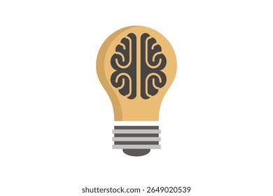 Ilustração abstrata representando um design em forma de cérebro dentro de um conceito de lâmpada. Representa criatividade, inovação, inteligência e brainstorming.