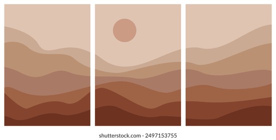 Abstract illustration design of mountains vector poster, Vector wave line pattern. Abstract template with geometric pattern. Mountains layout design in oriental style.