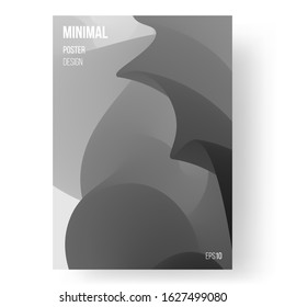 Abstract illustration, design of poster. Creative concept. Monochrome wavy 3d form. Black and white. Presentation, placard and banner. Eps10 vector.