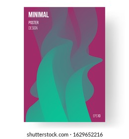 Abstract illustration, design of poster. Creative concept. Colorful wavy 3d form.  Colors name: Amarath deep purple, Caribbean green. Eps10 vector.