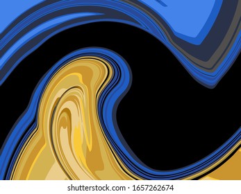 Abstract illustration design, rounded blue and black gradation lines, for background.