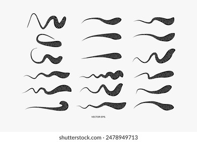Abstract illustration, design, shape, circle, line, graphic, art, bacteria, virus, icon, germ, plankton, parasite, biology, sperm, and graphic element vector