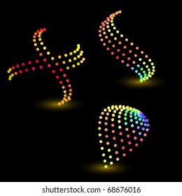 Abstract illustration. Different lights dots on black background.