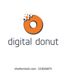 Abstract illustration  digital donut with pixel