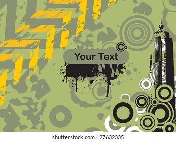 abstrakte Illustration, schmutziger Hintergrund mit Straßenzeichen, Vektorgrafik