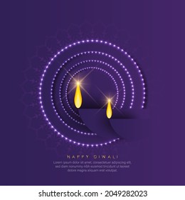 Abstract Illustration Of Diya On Diwali Celebration.