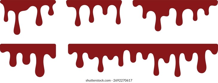 Ilustração abstrata de líquido vermelho gotejando, assemelhando-se ao sangue, contra um fundo branco. Perfeito para o horror ou temas médicos.