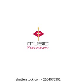 Abstract illustration with drum stick in mouth lips. for music course