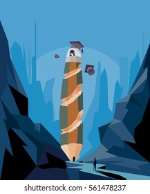Abstract illustration in education concept, steps to success in graduate schools.