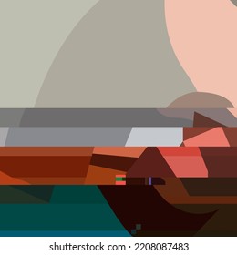 Abstract illustration with the effect of an image cut into strips. A bright composition in the form of a hand-drawn glitch effect for the background and design.