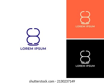 ABSTRACT ILLUSTRATION EIGHT LINE LOGO DESIGN VECTOR ICON 