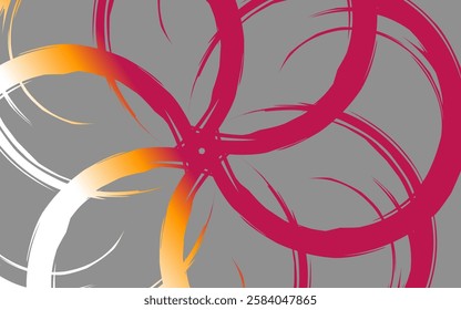 Abstract illustration with elegant stacked circle shapes. The combination of red, white, and orange gives a modern and dynamic impression, perfect for backgrounds and other creative designs.