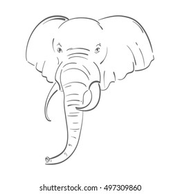 Abstract illustration of an elephant. Sketch. The illustration on a white background. Isolated. Animal. Wild nature.