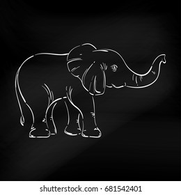 Abstract illustration of an elephant. Sketch. The illustration on a white background. Blackboard.Animal. Wild nature.