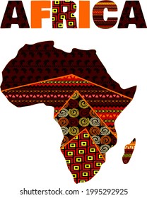 abstract illustration of ethnic patterns creating the map of Africa