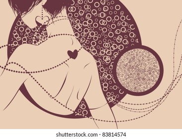 Abstract illustration with fashion girl