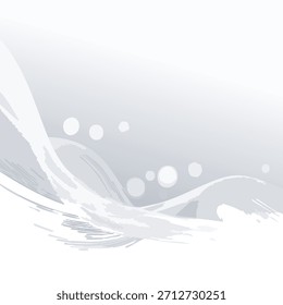 Una ilustración abstracta presenta pinceladas azules que se asemejan a las ondas, acompañadas de suaves círculos bokeh sobre un fondo pálido. La Imagen evoca una sensación de movimiento y tranquilidad.