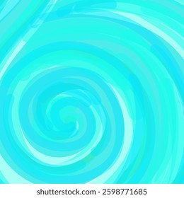 Abstract illustration featuring a blue spiral pattern with swirling, vibrant shades of turquoise and aqua colors. The design evokes a sense of motion and energy.