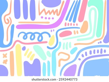 abstract illustration featuring bold colors, geometric shapes, expressive.