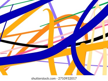 Ilustración abstracta con pinceladas dinámicas de colores sobre un fondo blanco