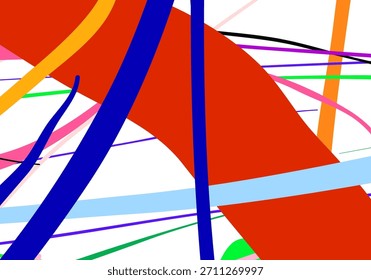 abstract illustration featuring colorful dynamic strokes on a white background
