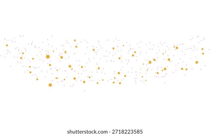 Abstract illustration featuring a flowing arrangement of golden spheres and tiny pink dots. This celebratory confetti design is perfect for adding a touch of sparkle to party invitations, festive banners, and event promotions.