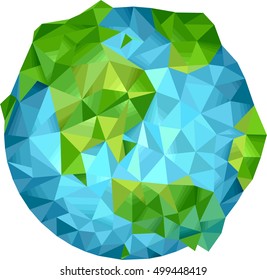 Abstract Illustration Featuring a Mosaic of the Earth Made of Different Geometric Shapes