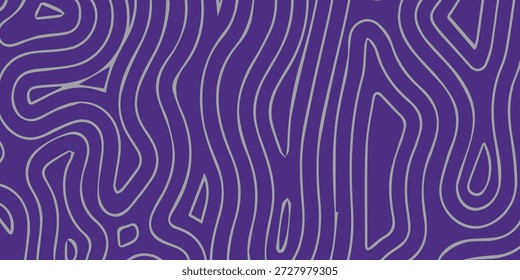 Una ilustración abstracta que presenta un patrón de líneas de contorno fluidas y orgánicas en un color claro contra un fondo púrpura profundo, creando una sensación de profundidad y movimiento.