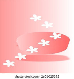 An abstract illustration featuring a Pink Bacground with Podium and white floral accents. This design offers a modern and elegant aesthetic, perfect for creative projects, decorative backgrounds 
