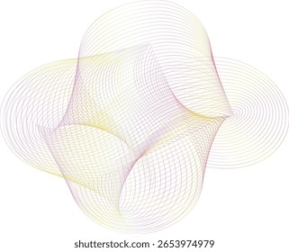 Ilustración Abstractas con líneas curvas suaves y rejillas de degradado en pastel que forman una forma geométrica dinámica. Perfecto para fondos modernos, decoración digital o conceptos futuristas