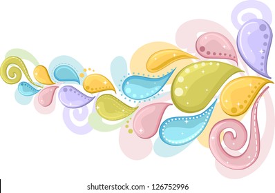 Abstrakte Illustration mit Pflaumen in Pastellfarben