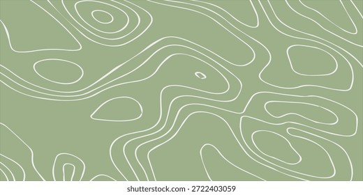 Uma ilustração abstrata com um mapa topográfico com linhas de contorno em um plano de fundo verde sólido, criando um design minimalista e moderno.