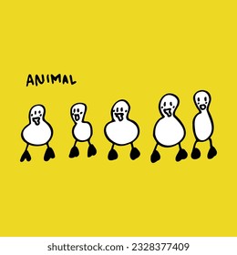 abstract illustration of five ducklings