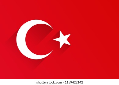Abstract Illustration flag of Turkey with long shadow.