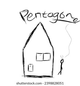 Abstract illustration of a flat pentagonal shape representing someone leaving home