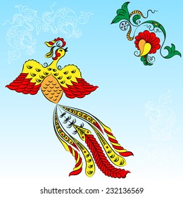 Abstract Illustration Floral Pattern and Bird