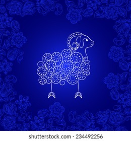 Abstract Illustration Floral Seamless Pattern and lamb