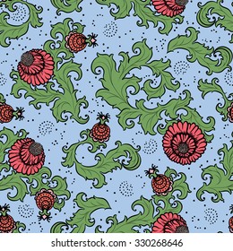 Abstract Illustration Floral Seamless Pattern