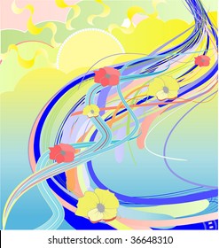 Abstrakte Illustration des floralen Flusses