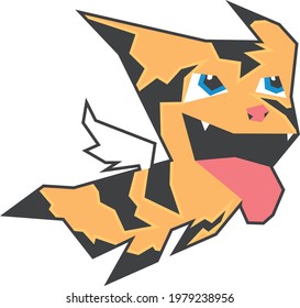 An abstract illustration of a flying kitten 