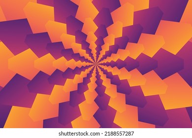 abstract illustration in the form of a flower from geometric gradient orange and purple shapes. Template for cover, flyer or banner. High quality illustration. Vector EPS 10 pattern