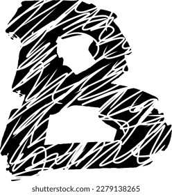 an abstract illustration in the form of a unique B capital alphabet with a black and white pattern like a zebra