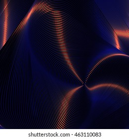 Abstract illustration formed by shining glowing swirling lines.